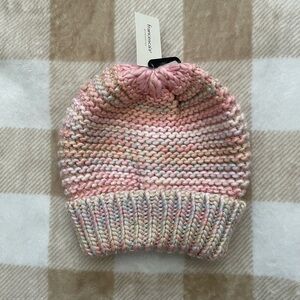 NWT Francesca's Collections Pastel Pink Multicolor Gold Knit Beanie for Juniors